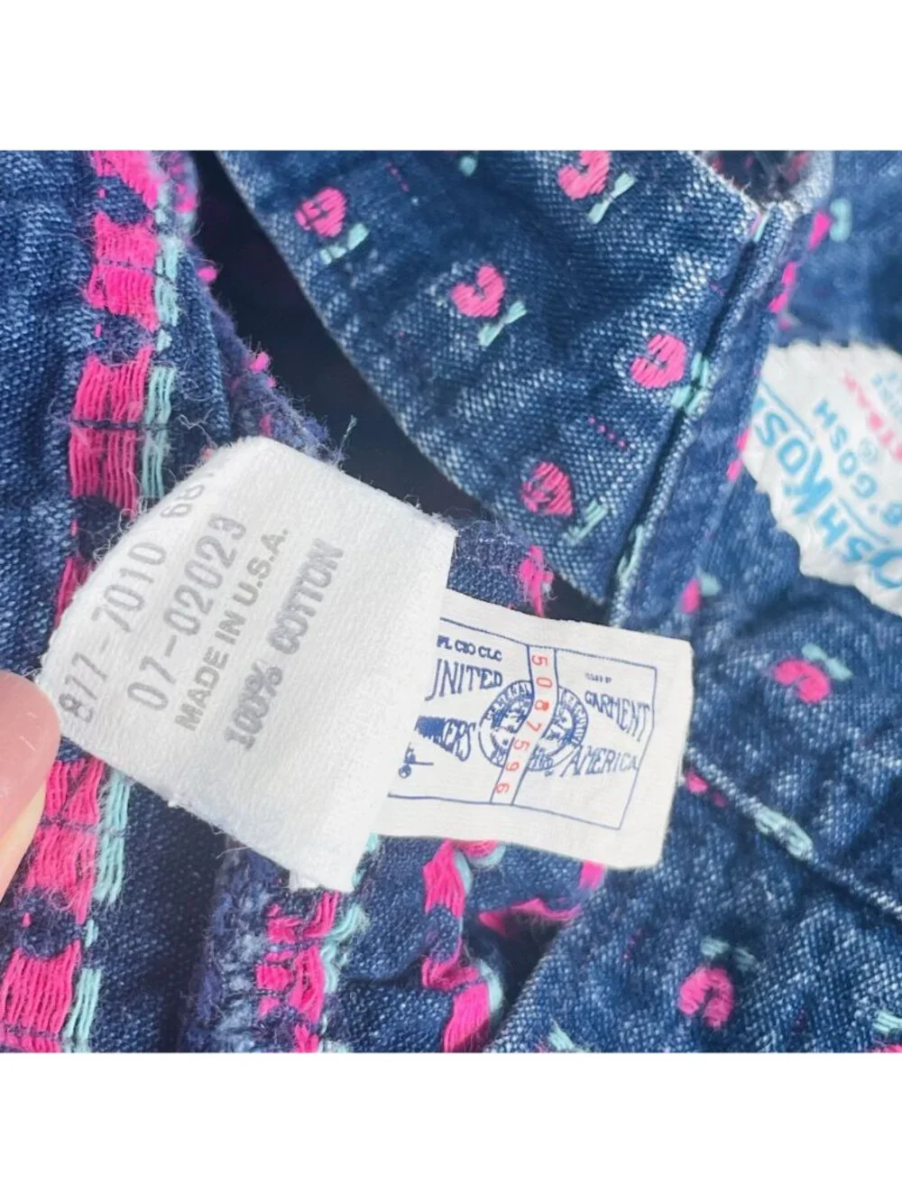 Vintage Oshkosh Girls Tulip Floral Embroidered Dark Wash Denim Overalls 4